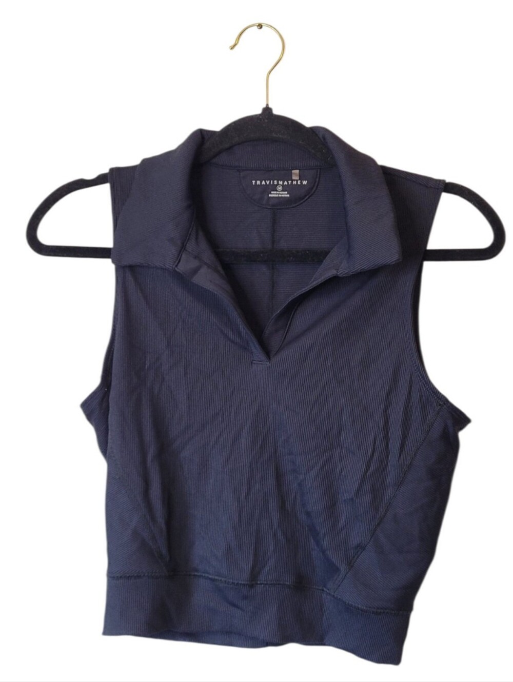 Travis Mathew Black Athletic Cropped Sleeveless Polo Tank Size M